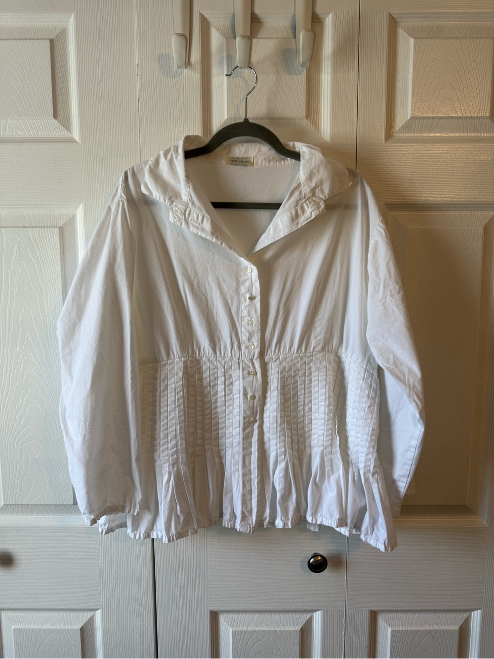 Crisp White Button-Down Peplum Shirt